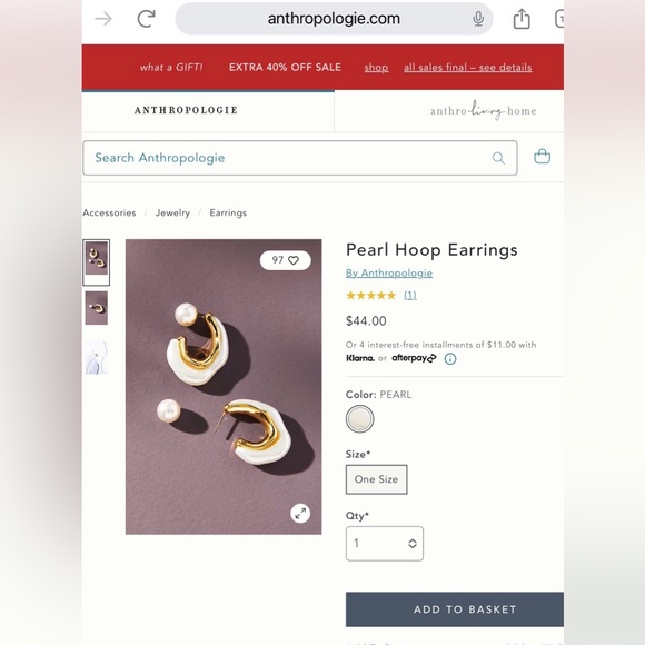 ✨3for$38 New Anthro Faux Pearl Reversible Hoop Jacket Earrings - Picture 13 of 14